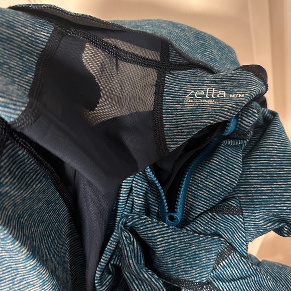 Zella Navy Mesh Back and Sleeves Zip Up Jacket *2 Way Zipper, size M - Picture 6 of 10